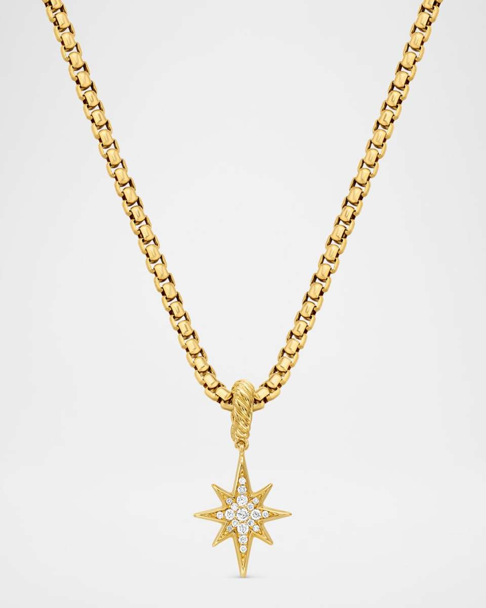 North Star Pendant with Diamonds in 18K Gold, 15mm